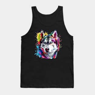 Husky Colorfull Pop Art Design For Dog Onwer Tank Top